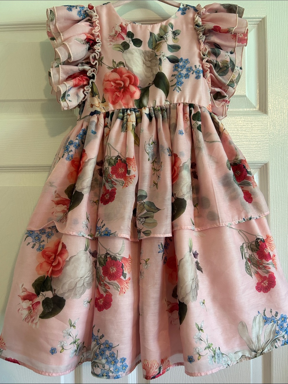 Pippa & Julie Pink Floral Tiered Ruffle Dress